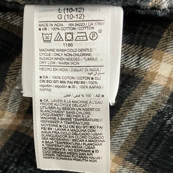 Old Navy Size Large 10-12 Flannel Shirt Plaid Button Up 100% Cotton Used - Picture 6 of 6